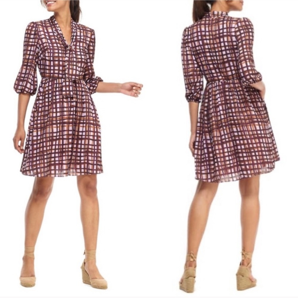 Gal Meets Glam Lindsey Painted Windowpane Dress